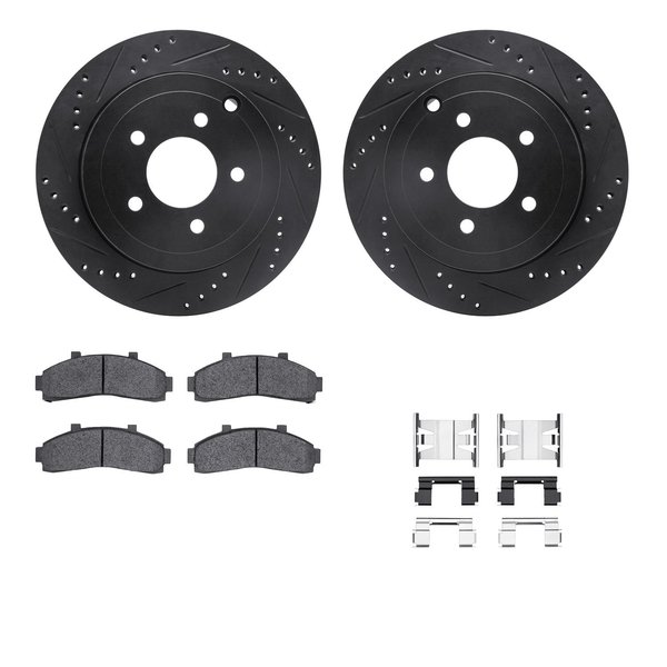 Dynamic Friction Co 8412-54042, Rotors-Drilled and Slotted-Black w/Ultimate Duty Brake Pads incl. Hardware, Zinc Coated 8412-54042